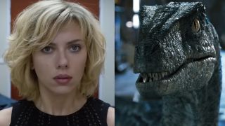 Scarjo looks fierce and sexy in the 2014 action thriller &quot;Lucy.&quot; A clever velociraptor girl also looks fierce in &quot;Jurassic World.&quot;