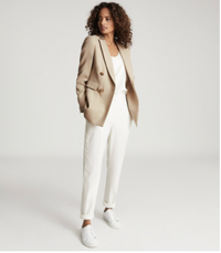 Reiss Larsson Double-Breasted Twill Blazer, Neutral, £285 ($395)