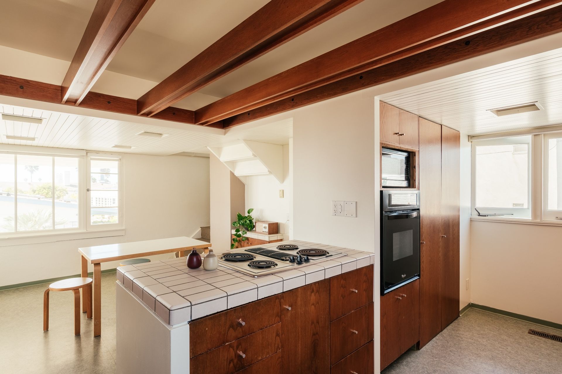 The kitchen in the Lovell Beach House