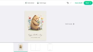 Mother's day card being edited in Greetings Island interface