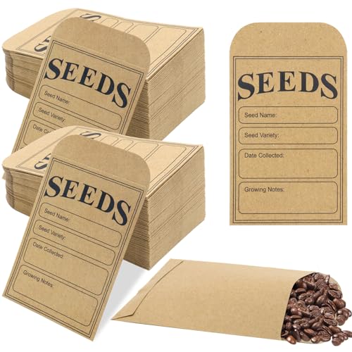 Lotmer 200 Pieces Seed Saving Envelopes, 3.2x4.8 Inch Seed Packets Envelope, Sealing Kraft Seed Packets Envelope for Fruit Vegetable