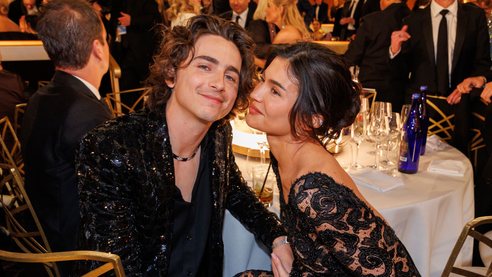 Timothée Chalamet and Kylie Jenner at the 81st Golden Globes