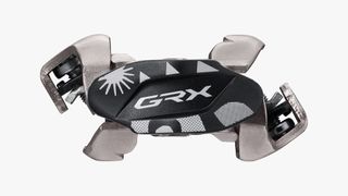 Shimano's GRX SPD pedal showing the gravek themed graphics