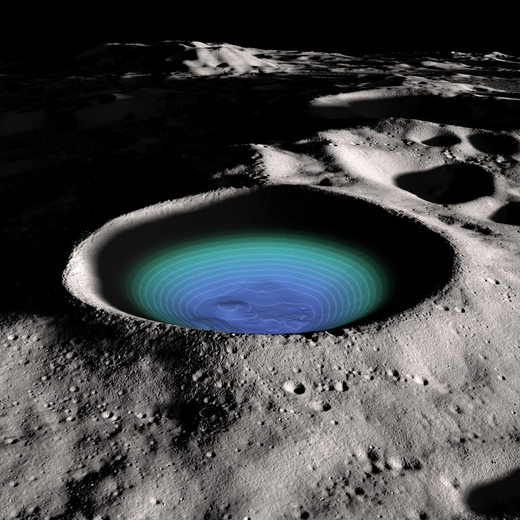 A visualization of the moon's Shackleton crater.