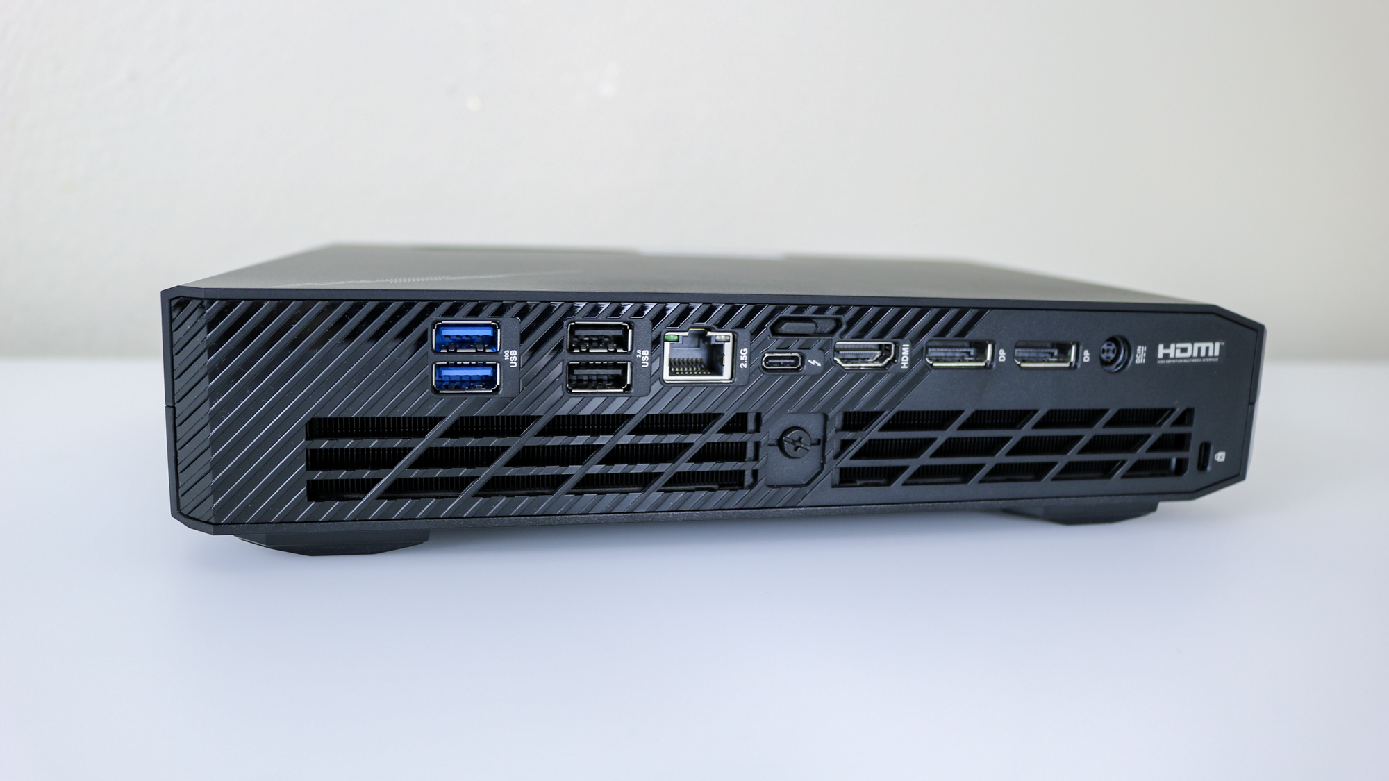 The rear ports on the Asus ROG NUC 970