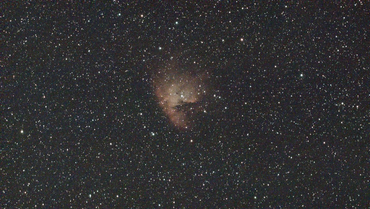 A photograph of the Pacman Nebula taken with the Dwarf III smart telescope, unprocessed
