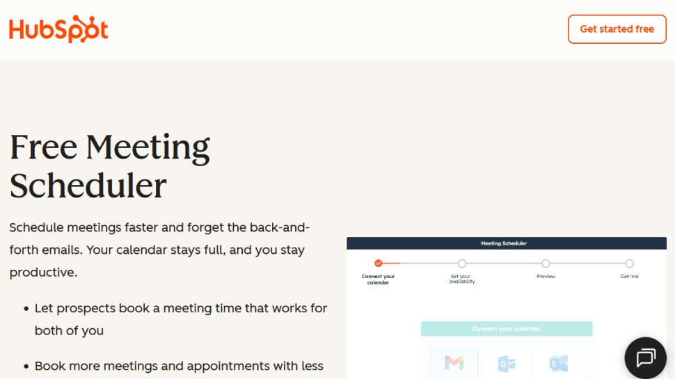 HubSpot Meetings website screenshot (February 2026).