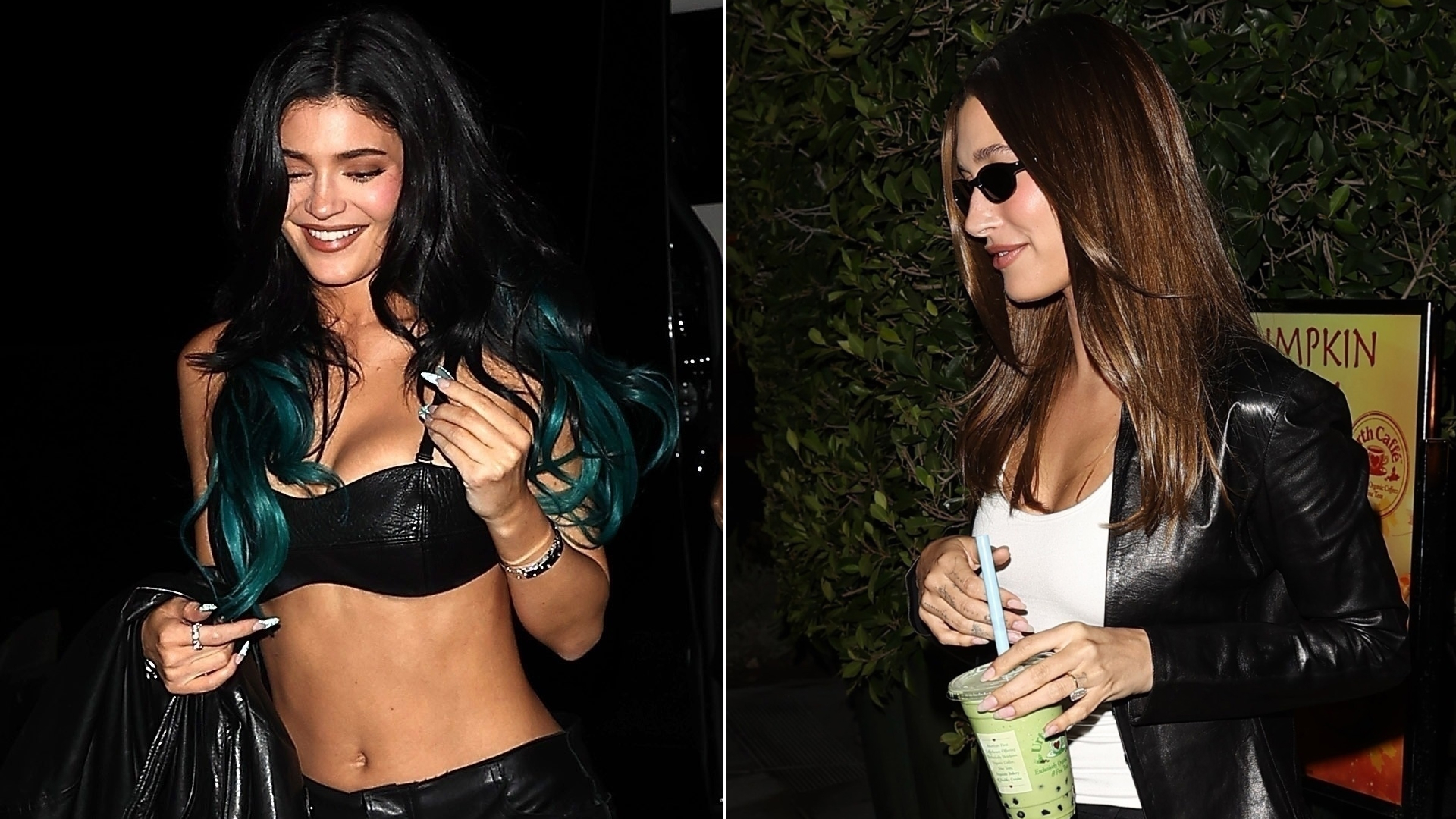 Kylie Jenner and Hailey Bieber celebrate the King Kylie revival in matching leather looks