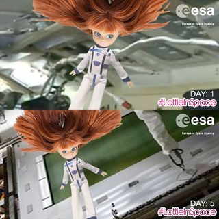 Simulated view of Arklu's “Stargazer Lottie” doll on the International Space Station.