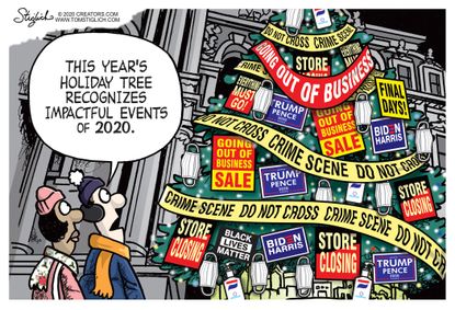 Editorial&nbsp;Cartoon U.S. 2020 holiday tree COVID Trump