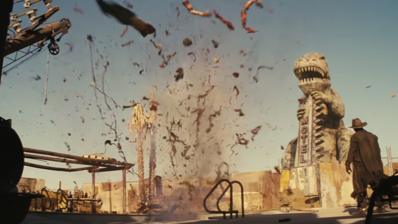 Body parts explode during a fight on Fallout.