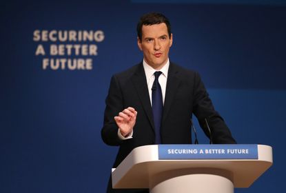 BIRMINGHAM, ENGLAND - SEPTEMBER 29:Chancellor of the Exchequer George Osborne addresses the Conservative party conference on September 29, 2014 in Birmingham, England. The second day of confe