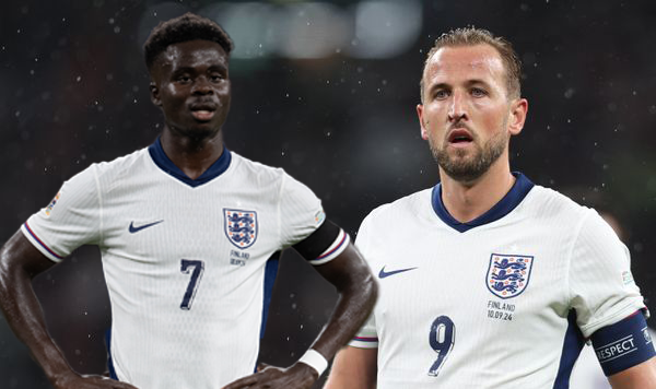 LONDON, ENGLAND - SEPTEMBER 10: Bukayo Saka of England during the UEFA Nations League 2024/25 League B Group B2 match between England and Finland at Wembley Stadium on September 10, 2024 in London, England. (Photo by Visionhaus/Getty Images)