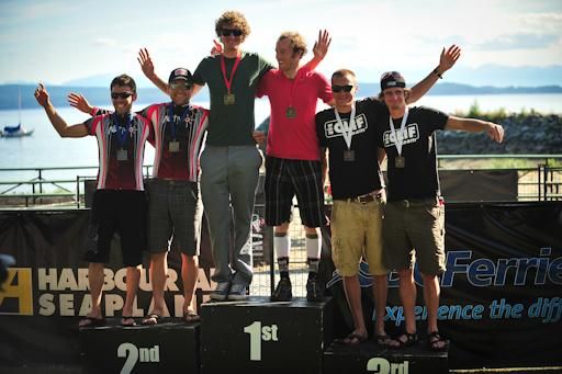 The men's duo podium