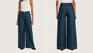 Flat lay image of two pairs of wide leg jeans