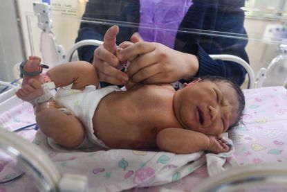 A newborn baby in Fuyang, China