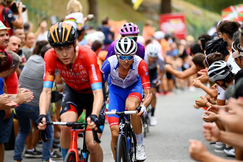 BILBAO SPAIN AUGUST 24 Rudy Molard of France and Team Groupama FDJ competes in the chase group during the 77th Tour of Spain 2022 Stage 5 a 1872km stage from Irn to Bilbao LaVuelta22 WorldTour on August 24 2022 in Bilbao Spain Photo by Tim de WaeleGetty Images