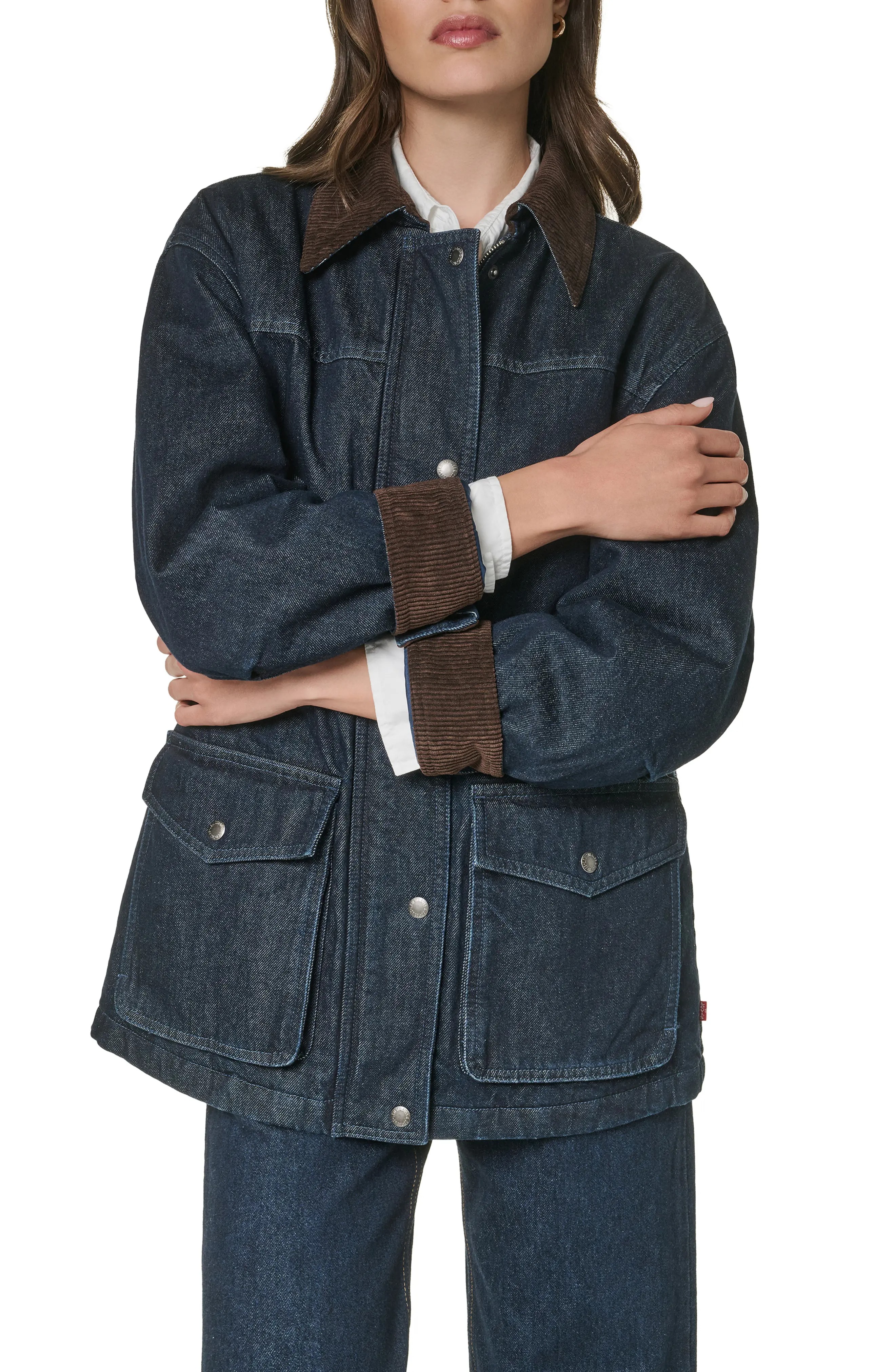 Corduroy Collar Military Jacket