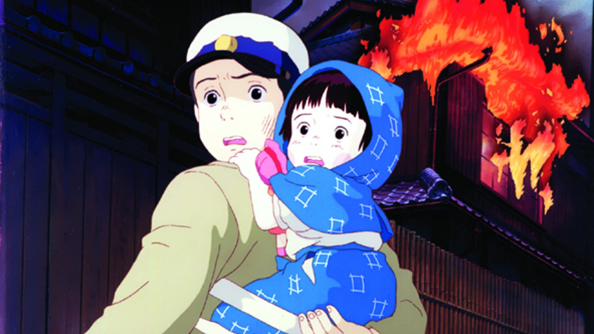 Seita carrying Setsuko during Grave of the Fireflies