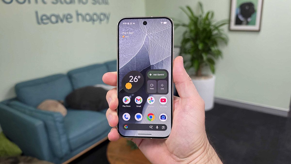 In-hand image of Google Pixel 11 Pro showing the display