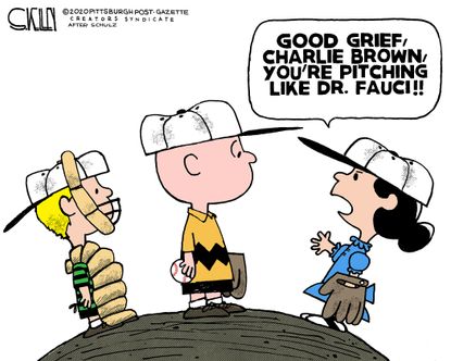 Editorial Cartoon U.S. Peanuts Fauci first pitch