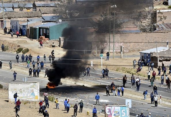 Clashes between police and striking miners.