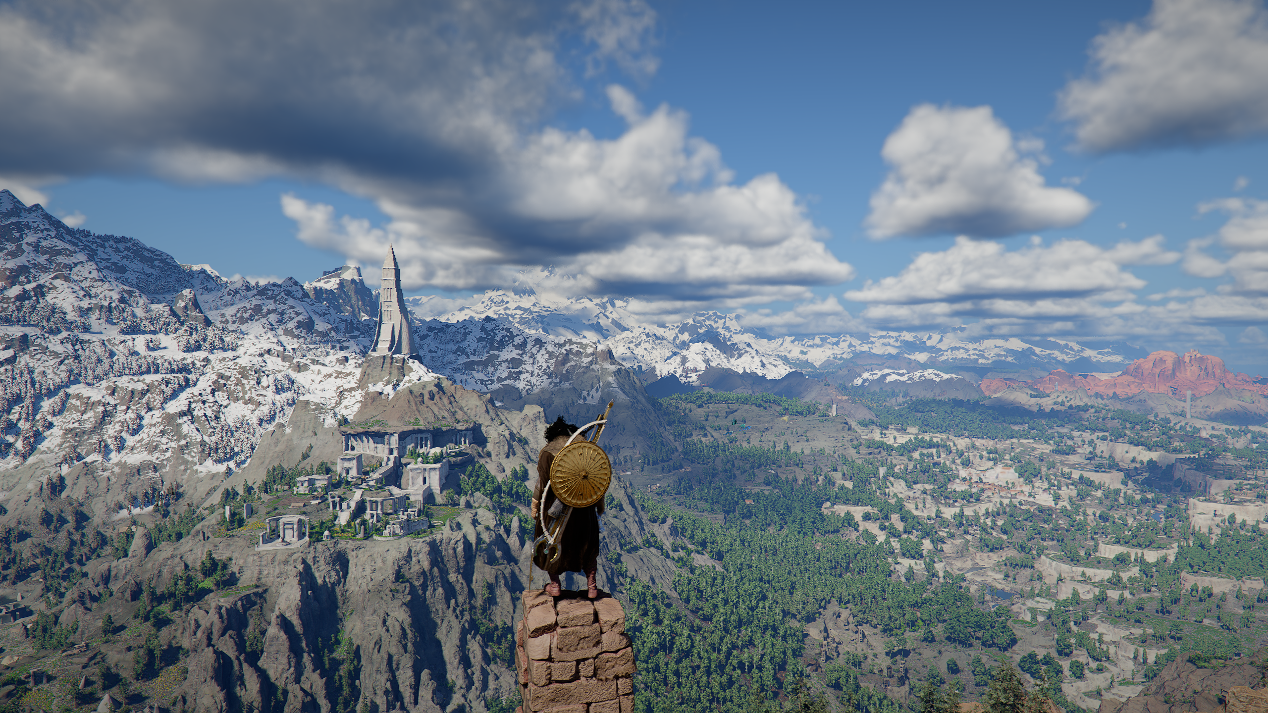 Wide shot of Crimson Desert's open world