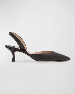 Carolyne Leather Low-Heel Slingback Pump