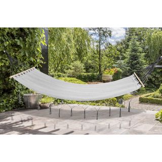 Alfresco Living Fringed Hammock - Grey & Black