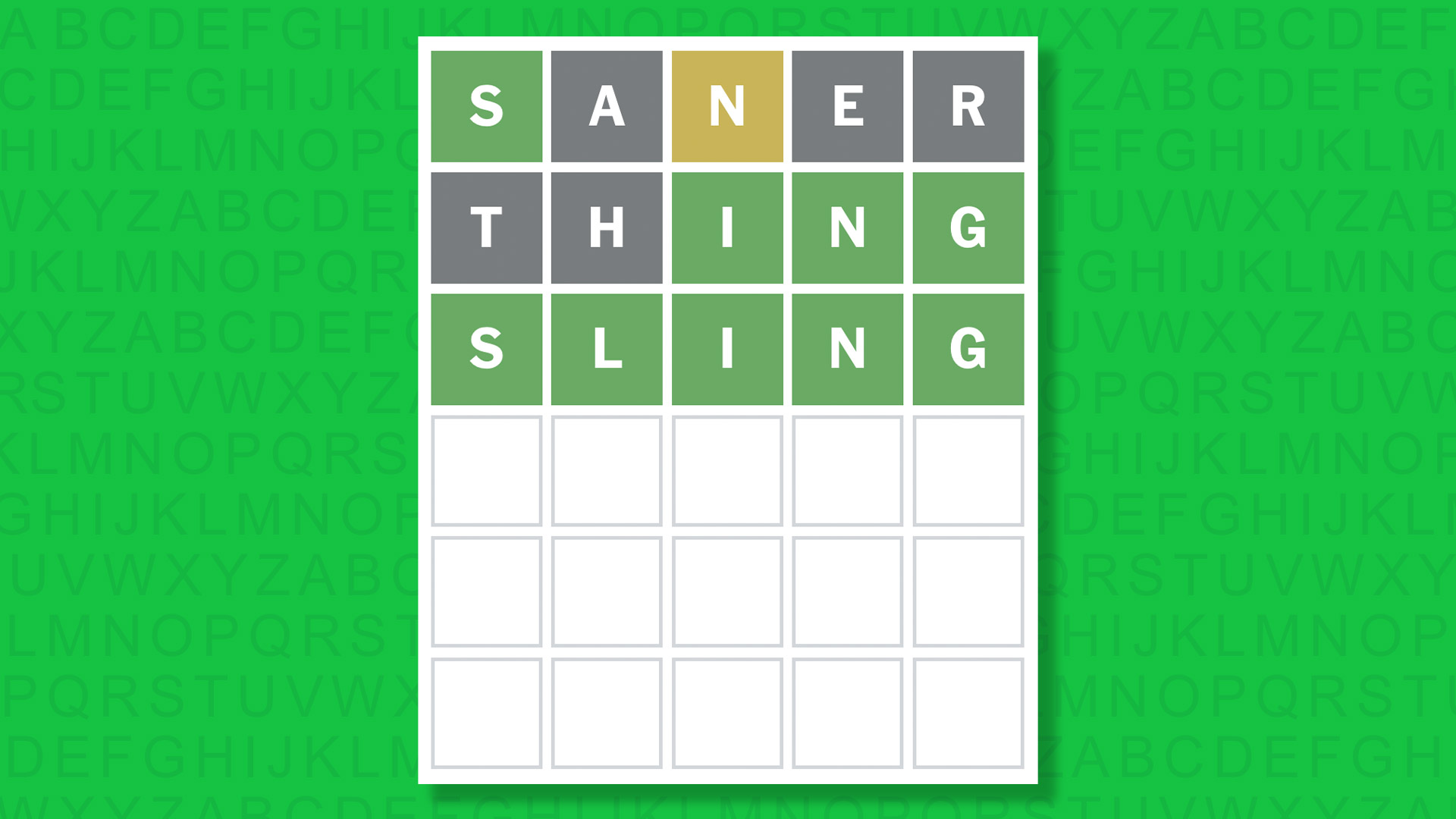 NYT Wordle answer for game 1844 on a green background