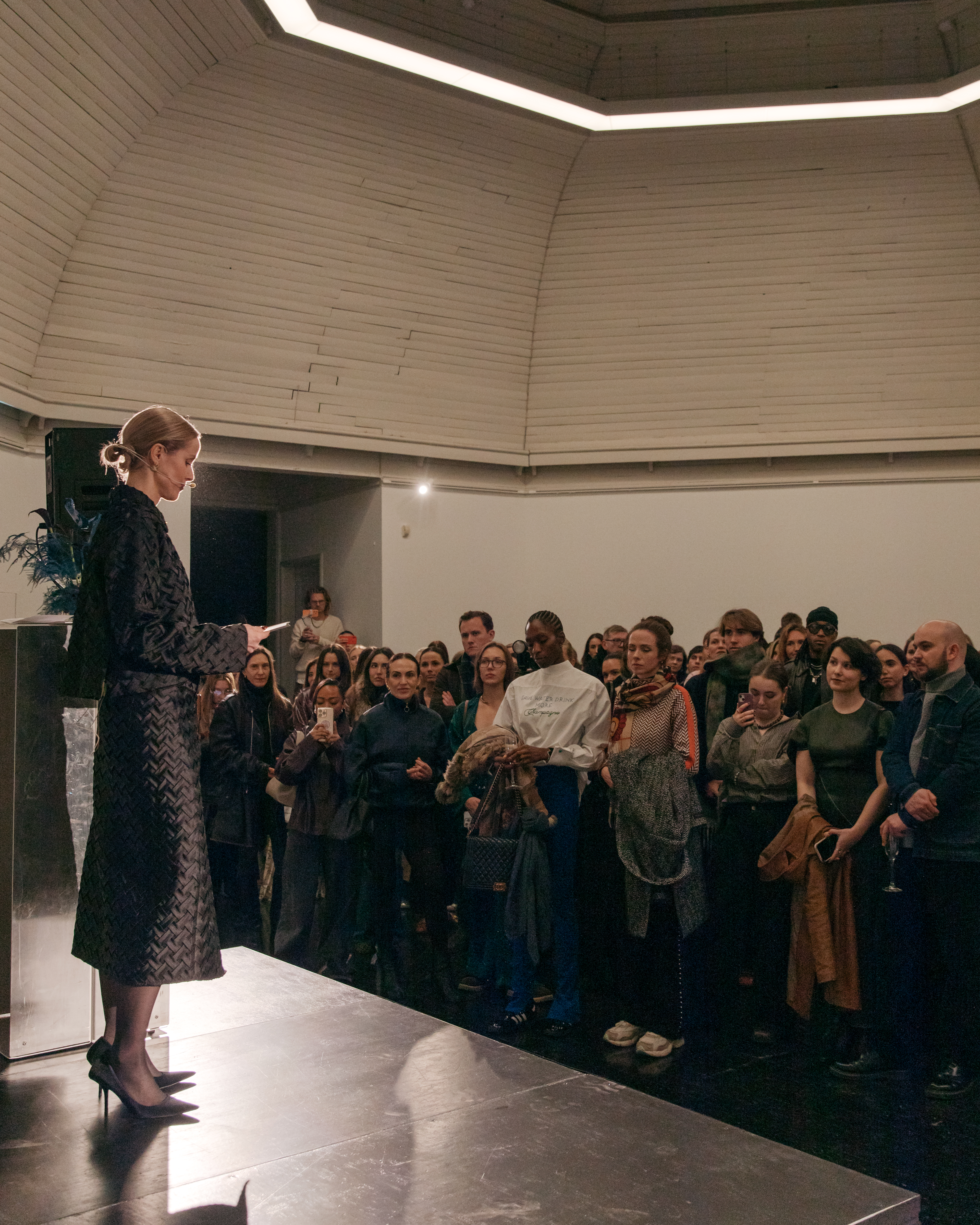 Copenhagen Fashion Week CEO Cecilie Thorsmark speaks onstage at the opening ceremony for Copenhagen Fashion Week
