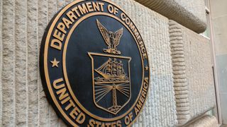 WASHINGTON, DC - JUNE 9: A U.S. Department of Commerce sign is displayed at the Herbert C. Hoover Federal Building on June 9, 2025 in Washington, DC. (Photo by Kevin Carter/Getty Images)