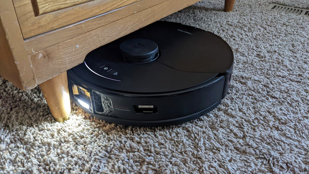Roborock S7 MaxV Ultra with light on