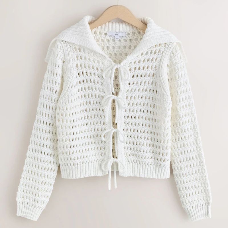 Next , Cotton Rich Mesh Tie Front Cardigan