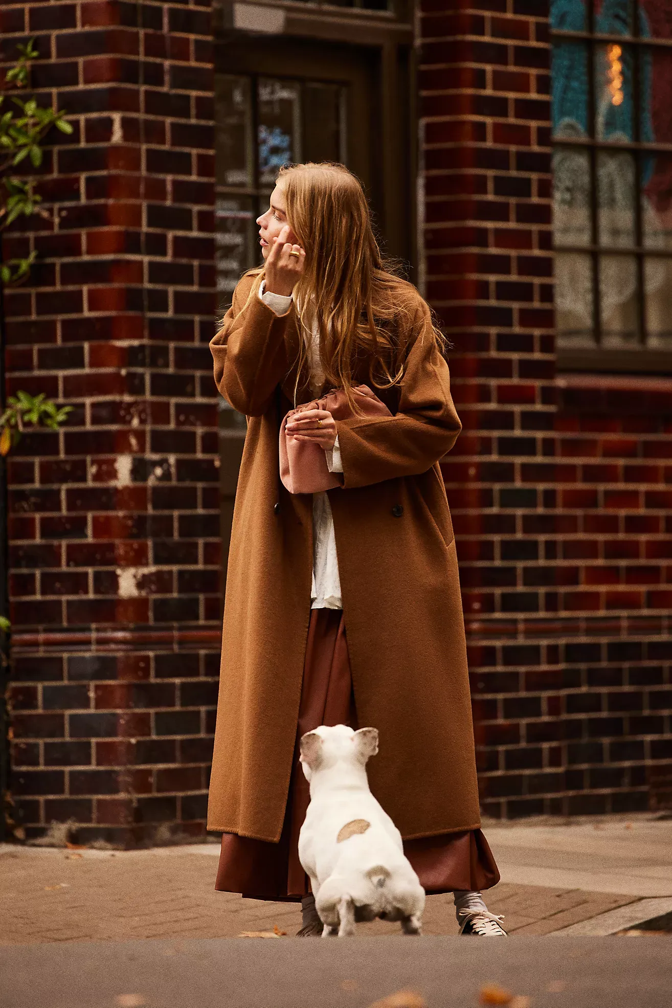 By Anthropologie Double-Breasted Wool-Blend Coat