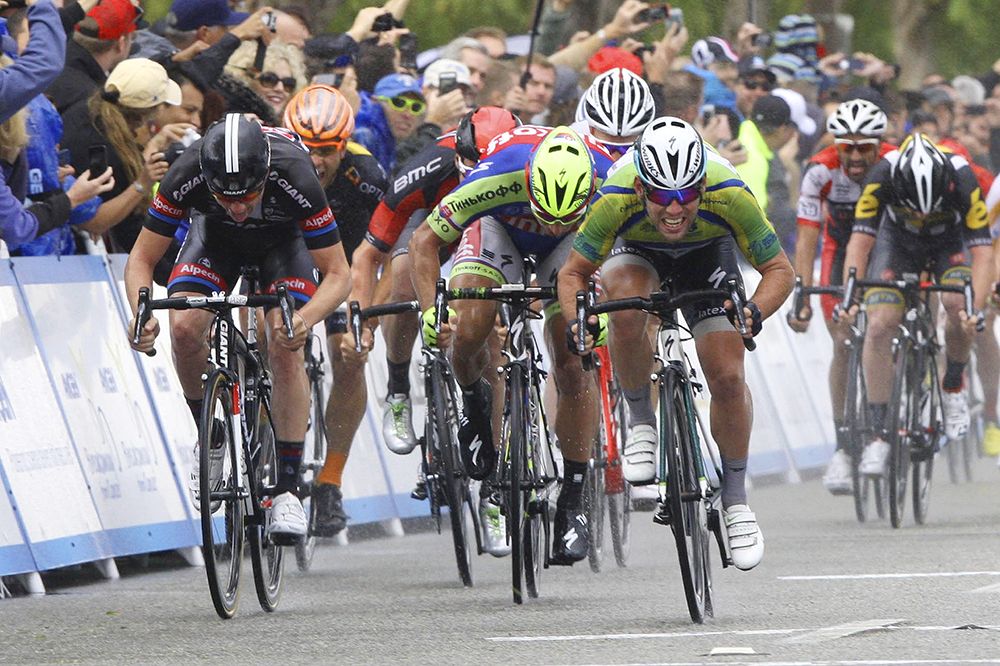The sprinters approaching the finish line