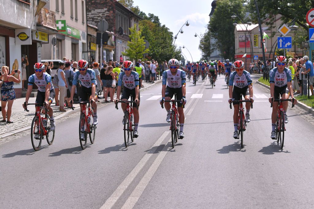 The Lotto Soudal team lead the Tour de Pologne peloton on a ride of remembrance