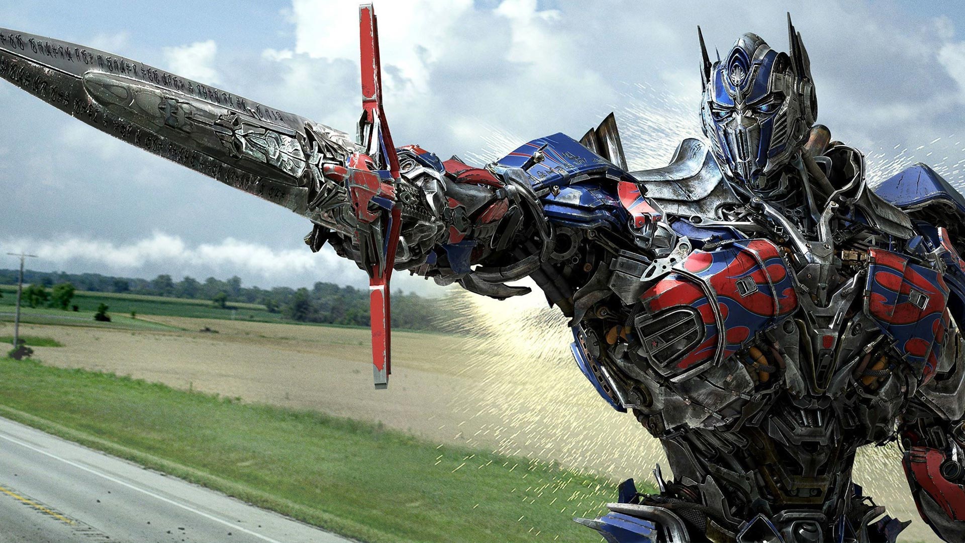 Optimus Prime holds the Sword of Judgement in Transformers: The Dark Knight