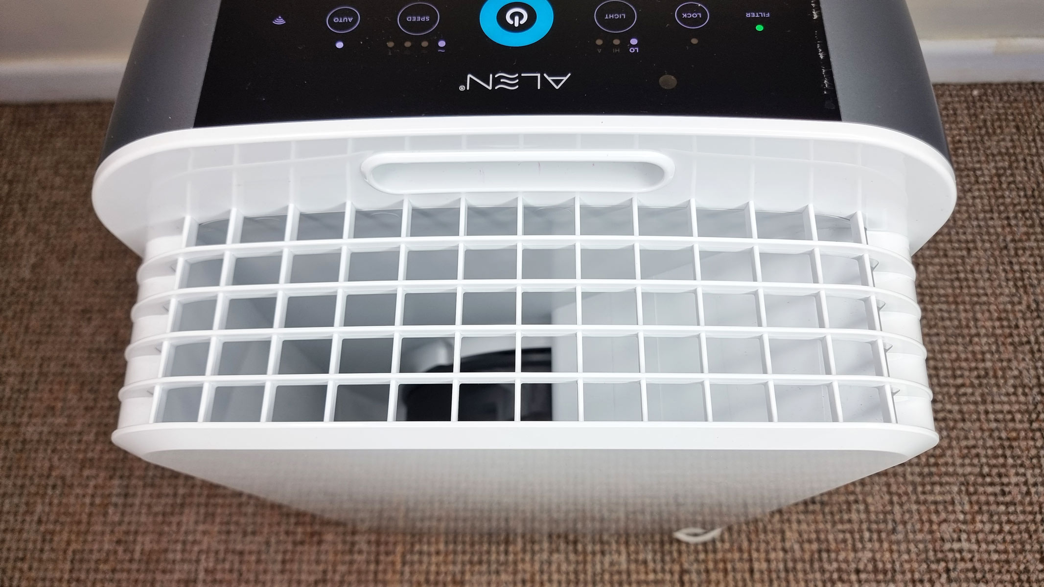 A close-up picture of the air vents in the Alen BreatheSmart 35i air purifier