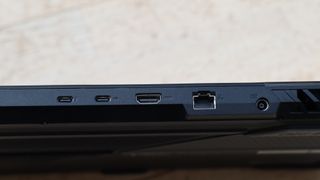 A photograph of the ASUS ROG Strix Scar 17's ports