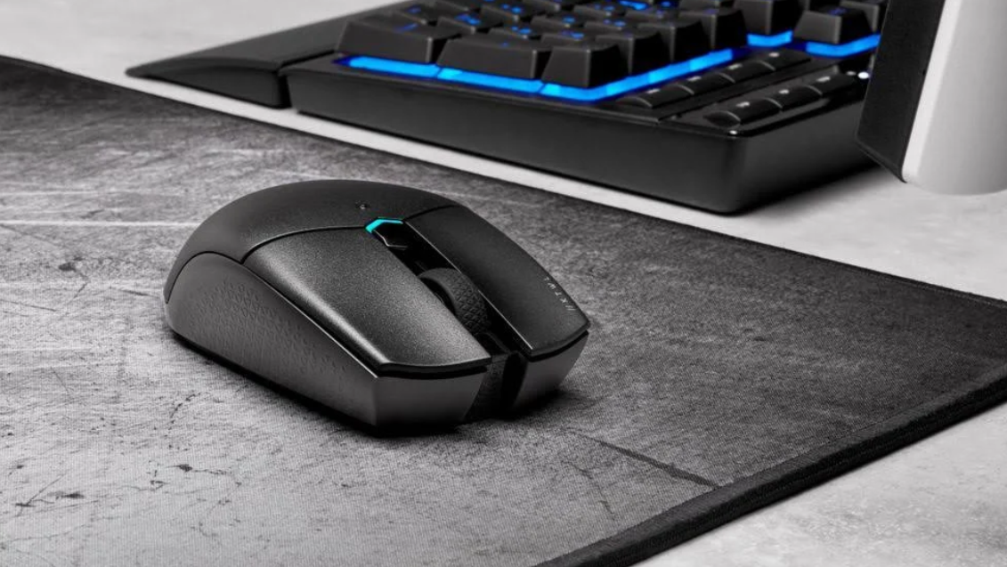 Corsair Katar Pro Wireless mouse on a desk