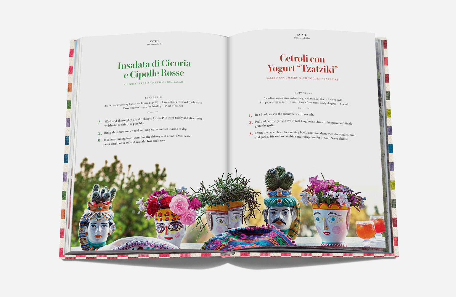 Missoni recipes for ‘Insalata di Cicoria e Cipolle Rosse’ and ‘Cetroli con Yogurt ‘“Tzatziki”’