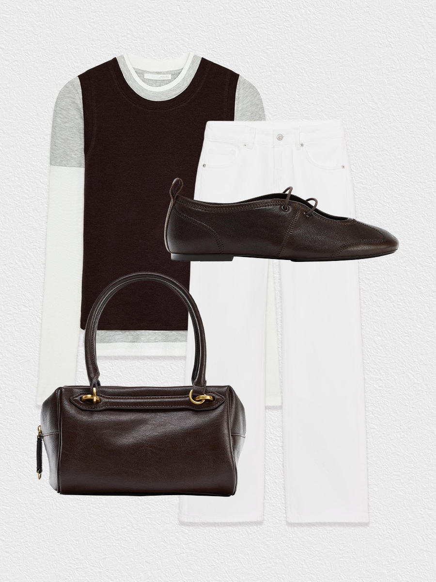 Layered t-shirt and white jeans outfit