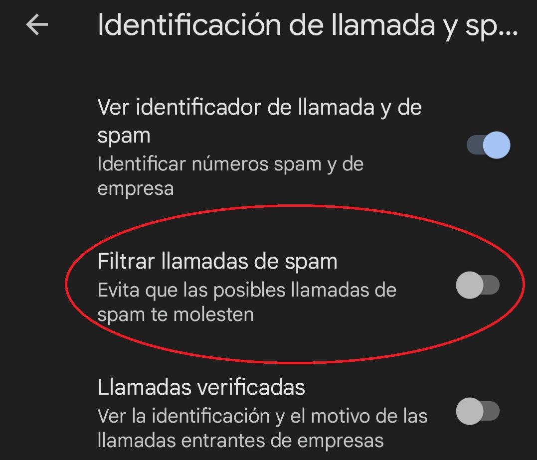 Bloquear llamadas spam