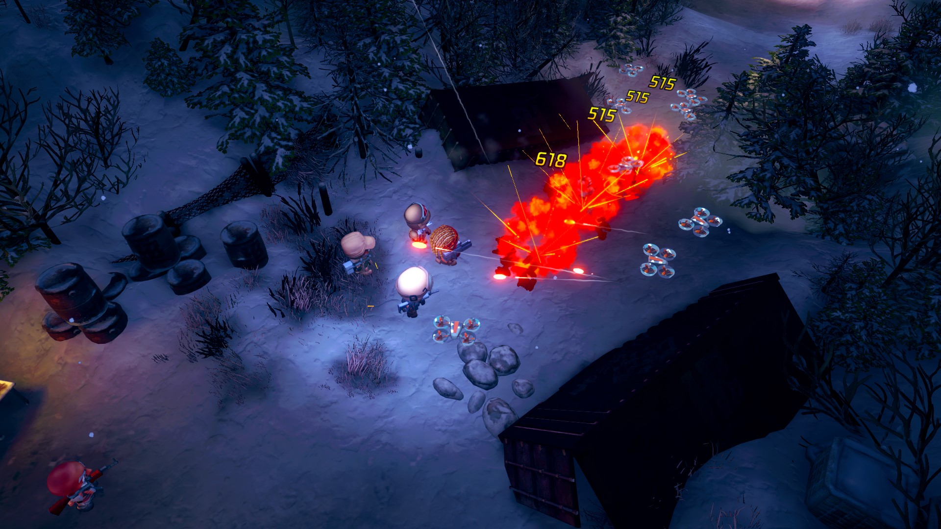 nighttime winter combat in tiny troopers global ops