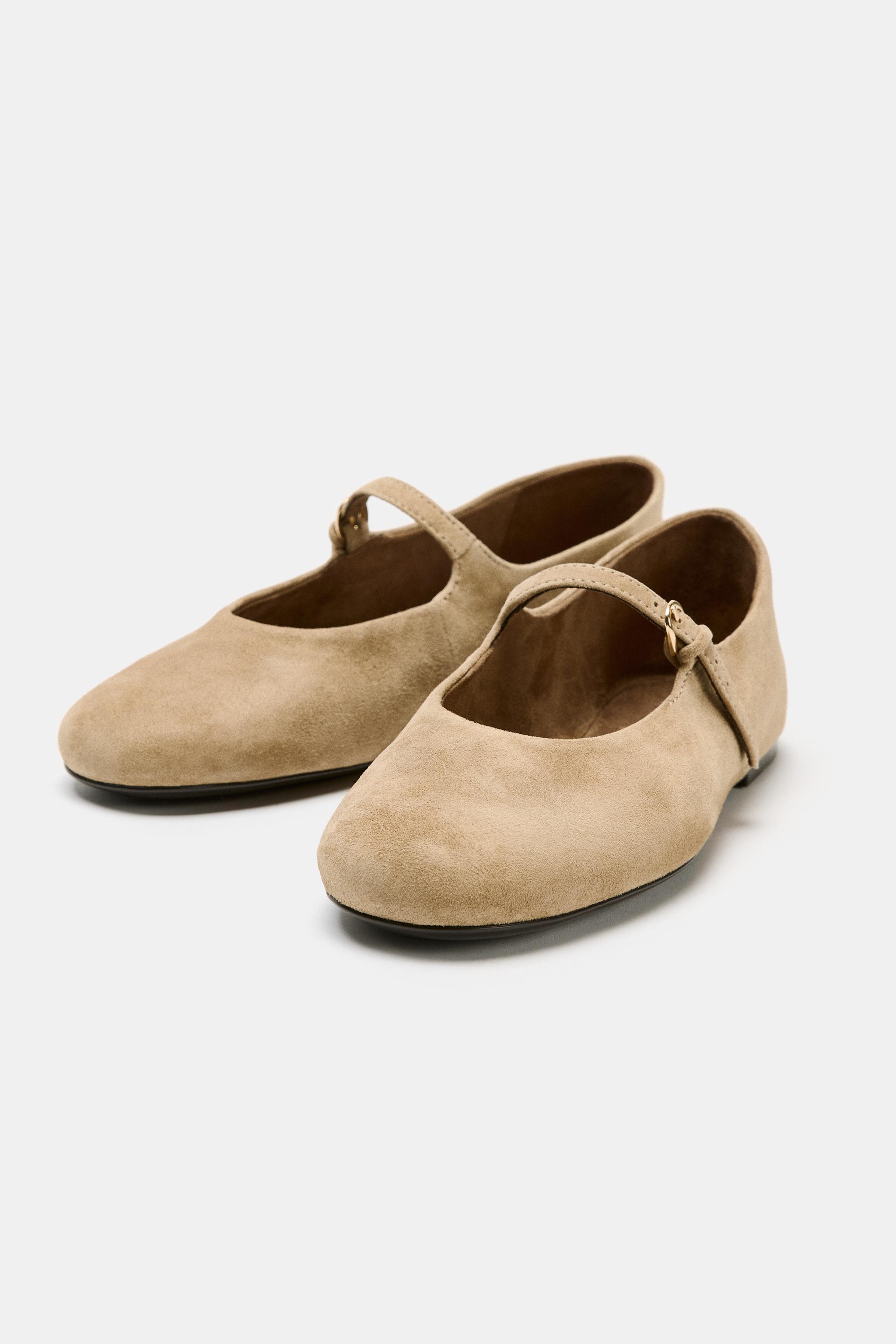 Suede Ballet Flats - Sandy Brown - 5