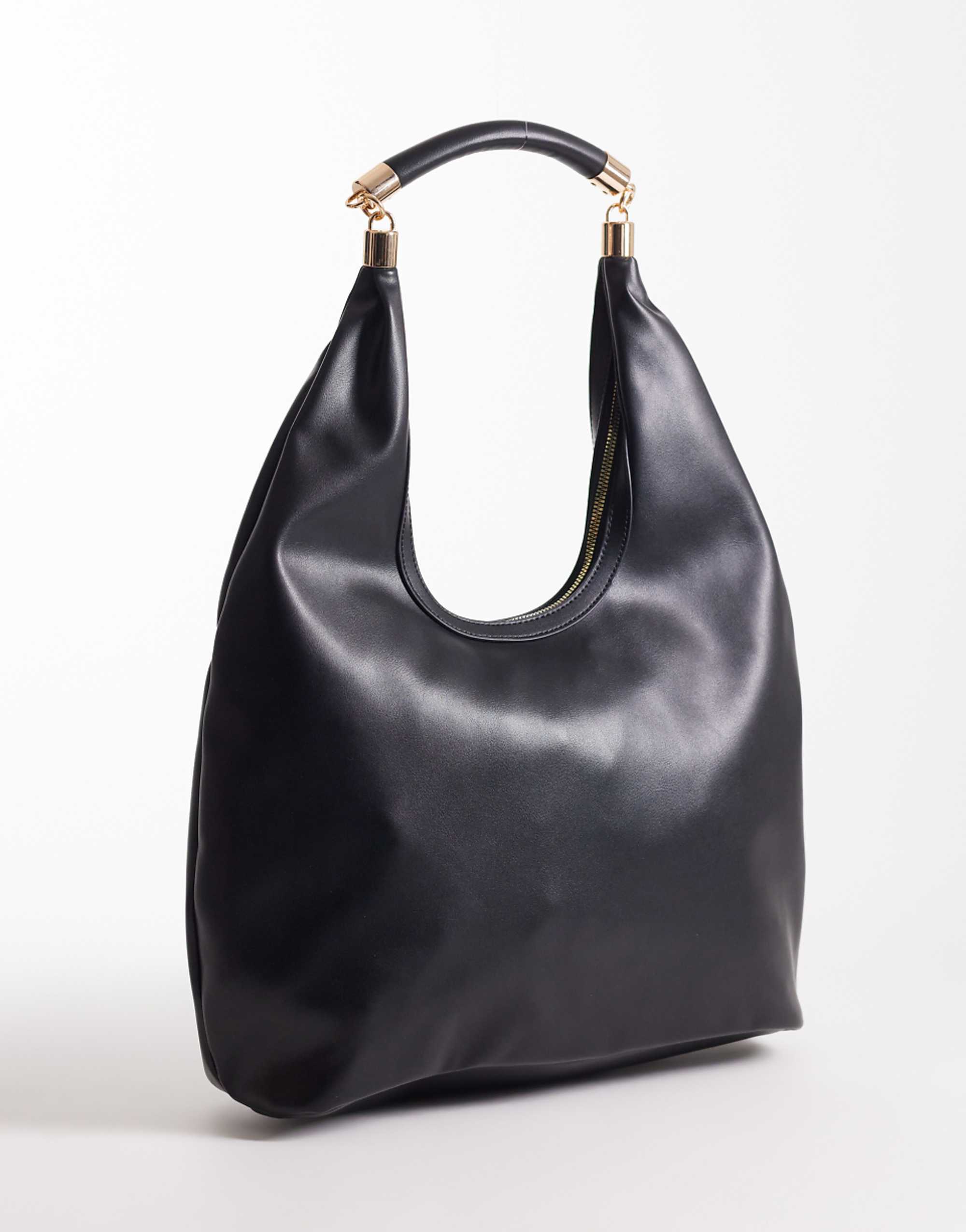 Asos Design Scoop Tote Bag With Hardware Handle in Black