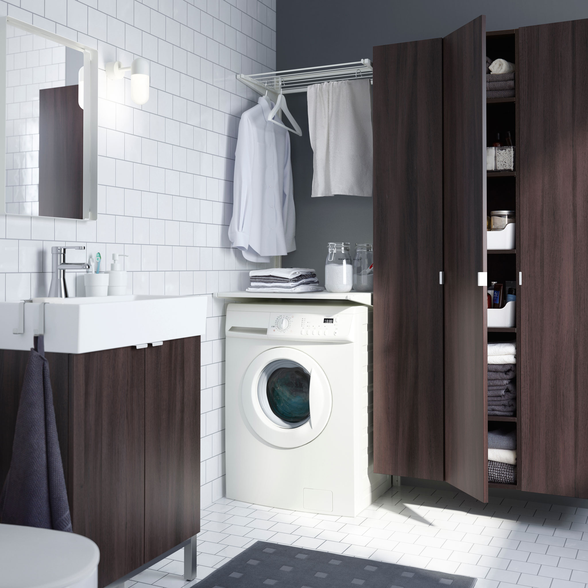 Small utility room ideas - Washing machine in a bathroom