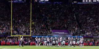 The Philadelphia Eagles kick a field goal during Super Bowl 52