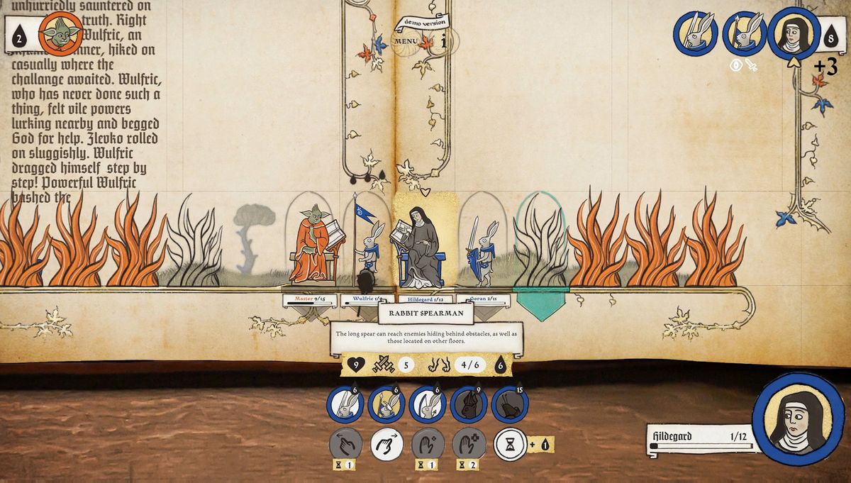 Image of medieval marginalia creatures battling in game Inkulinati. They are illustrated in a style like an illuminated manuscript.